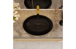 China Gold Electroplate Art Sanitary Ware Basin Table Top Round Shape supplier