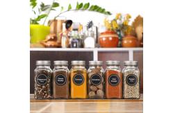 China 24 Pcs 4oz Glass Square Spice Jars Containers With Spice Labels supplier