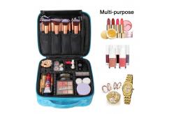 China Zipper Closure PU Leather Makeup Bag With Adjustable Dividers supplier
