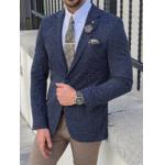Blue Slim Fit Notch Lapel Blazer for sale