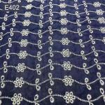 Blue Embroidery Pattern Knit Jean Denim Fabric 54.5 Stretch Denim Material