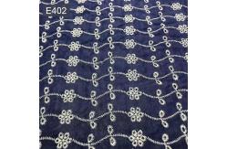 China Blue Embroidery Pattern Knit Jean Denim Fabric 54.5 Stretch Denim Material supplier