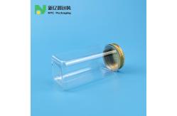 China Square 550ml Plastic Food Jars With Gold Metal Lids supplier