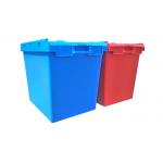 750*570*625MM Stack Attached Lid Container / Plastic Logistics Nesting Tote Box for sale