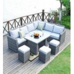 L Shape Sectional Rattan Outdoor Furniture Sofa Dining Sets With Ottoman for sale