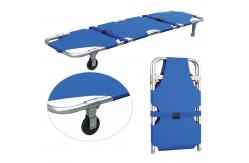 China Portable Rescue Folding Stretcher With Two Straight Wheels Emergency Medical supplier