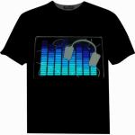 100% cotton sound activated el flashing t-shirt for sale