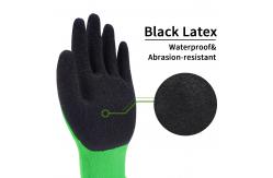 China Durable 13 Gauge Polyester Black Latex Work Gloves Anti Slip Abrasion Resistant supplier