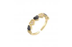 China 18k Diamond Adjustable Finger Ring Gold Pink Enamel Heart Ring OEM supplier