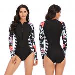 UPF 50 Women's Athletic One Piece Swimsuit Printed Zip Front One Piece Bathing Suit for sale