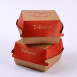 Customized Clam Shell Eco-friendly Kraft Paper Food Grade Packaging Burger Box for sale