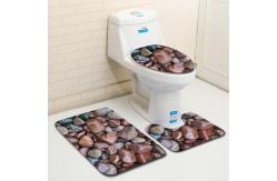 China Stone Printed 3 Pc Bath Rug Set 45*75cm Toilet Seat Cover Rug supplier