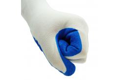 China Custom Logo Blue Crinkle Latex Nylon Safety Gloves Seamless Knitted Work Gloves supplier