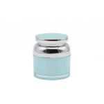 Light Blue And Shiny Silver Color Cylinder Plastic Jar 50g Skin Care Round for sale