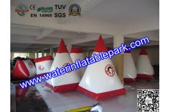 China Red and White Inflatable Paintball Air Bunkers Custom Made , 3 Years Warranty supplier