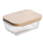 Promotional Bamboo Glass Bento Box Divided Lunch Box With Elastic Strap