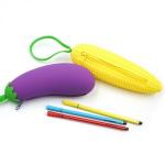 Silicone Fruit Pencil Bag，Corn shaped children's silicone waterproof pencil case coin purse with zipper for sale