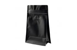 China VMPET Resealable Matte Black Coffee Pouch Packaging With Valve Flat Bottom supplier