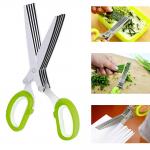 Multipurpose Kitchen Chopping Scissors 5 Blade Herb Scissors Set With Cover