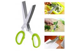 China Multipurpose Kitchen Chopping Scissors 5 Blade Herb Scissors Set With Cover supplier