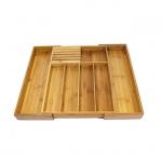 Expandable Bamboo Kitchen Utensils Silverware Drawer Cutlery Organizer Tray