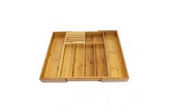 China Expandable Bamboo Kitchen Utensils Silverware Drawer Cutlery Organizer Tray supplier