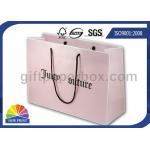 Recycled Custom Paper Shopping Bags Pink Color Euro Tote Bags With Handle for sale