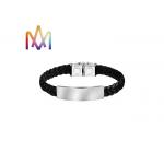 13g Plait Grain Braided Leather Bracelet Engraved for sale