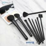 9pcs Black Aluminum Ferrules Soft Makeup Brush Set for sale