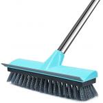 Stiff Bristle Floor Scrubber Brush With Squeegee Indoor Outdoor for sale