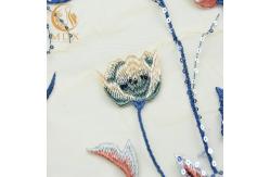 China Polyester Beaded Embroidered Mesh Lace Fabric 135cm Width By The Yard supplier