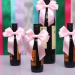 China Pre made Wine bottle Neck Ribbon tie Satin Ribbon Bows with elastic loop factory