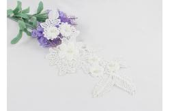 China Embroidered Lace Collar Applique Beaded Floral Lace Neck Applique For Dress supplier