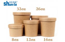 China Disposable Kraft Paper Cup Food Packaging Container With Lid Flexo Printing supplier