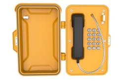 China Anti Vandal Yellow Industrial Weatherproof Telephone With Post And Key Lock supplier