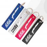 Custom Promotional Logo Blank Cute Anime 3D 2 Sided Woven Fabric Embroidery Key Jet Tag Keychain for sale