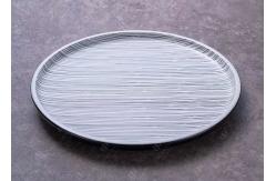 China OEM ODM White And Black Line Round Ceramic Dinner Plate supplier