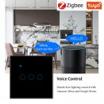 UBARO Tuya Zigbee Smart Switch Support Voice Activated Wall 3 Gang 10A Black App/Touch Control Timing Sharing for sale