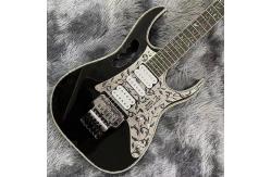 China Custom Black Electric Guitar With Metal Pickguard Floyd Rose Bridge Chrome Hardware Tree of Life Inlay Can be customized supplier