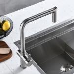 Brushed Nickel Single Hole Pull Out Kitchen Faucet Switchable Two Function Sprayhead for sale