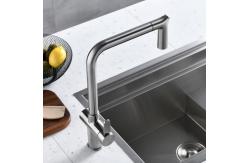 China Brushed Nickel Single Hole Pull Out Kitchen Faucet Switchable Two Function Sprayhead supplier