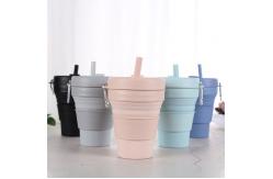 China 16oz Portable Foldable Silicone Coffee Mug With Lid And Straws supplier