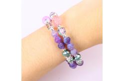 China 8MM Handmad DIY Weathered Agate Crystal Round Bead Adjustable Double Layer Bangle supplier
