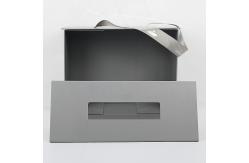 China Luxury Silver Folding Gift Box Custom Foil Stamping Logo With Ribbon Handle supplier