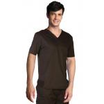 180 GSM Polyester Cotton Spandex V Neck Short Sleeve Brown Medical Scrubs for sale