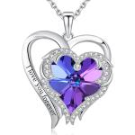 China Hypoallergenic 925 Sterling Silver Heart Pendant Necklace Austrian crystal Purple Crystal for sale