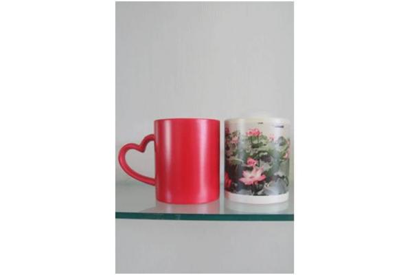 Sublimation Heart Handle Mug ( Full Red)