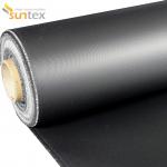 Neoprene Rubber Black Coated Fiberglass Fabric  0.45 mm Thickness for sale
