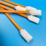 Orange Color Foam Tip Swabs Rectangle Head Solid PP Handle Lint Free Swab for sale