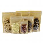 Paper Recyclable Biodegradable Stand Up Pouches Transparent Window Brown With Zipper for sale